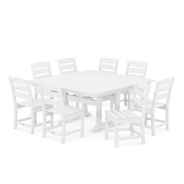 POLYWOOD Lakeside 9-Piece Farmhouse Trestle Dining Set - White